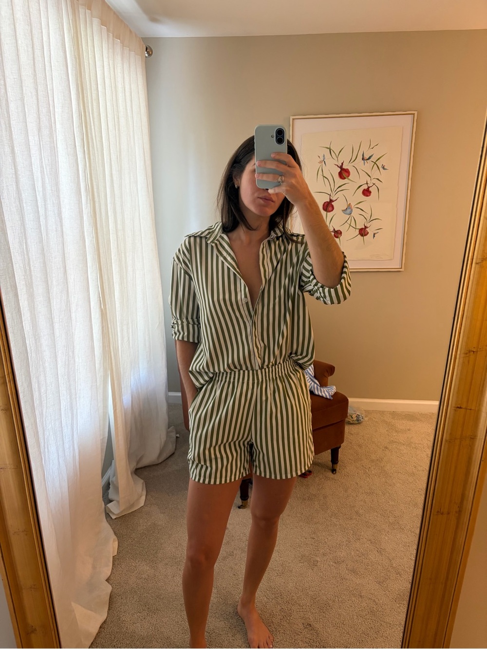 Green and White Striped Set